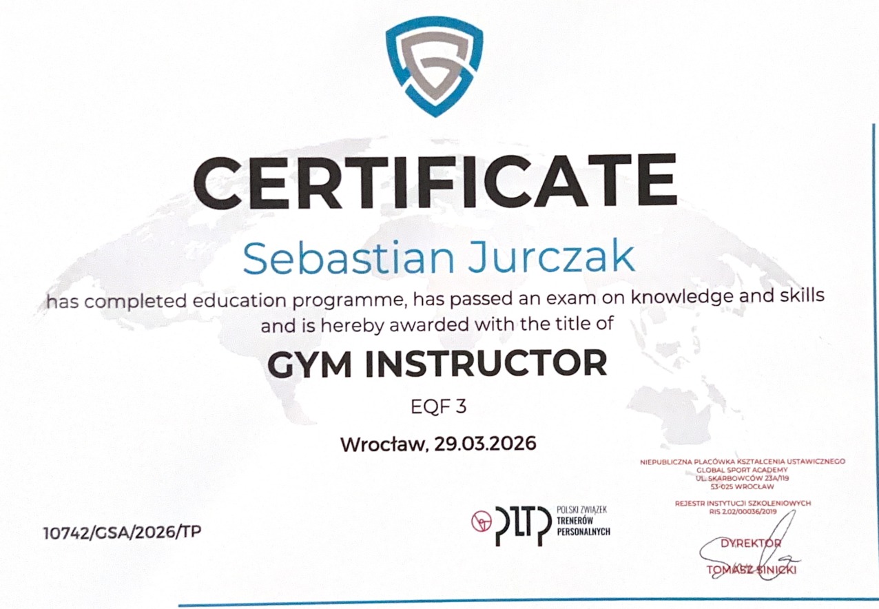 Certyfikat Instruktora Siłowni